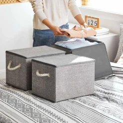 Store SONGMICS 3 Bacs rangement gris