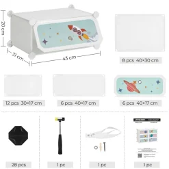 Sale SONGMICS 18 Boîtes à chaussures 3 meubles transparent et blanc nuage