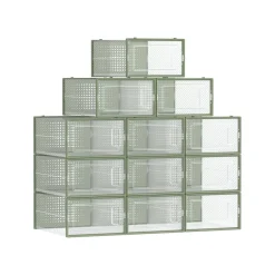 Flash Sale SONGMICS 12 Boîtes à chaussures transparent et bleu carbone