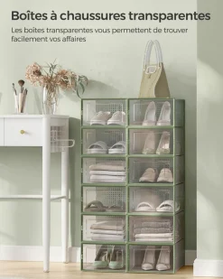 Flash Sale SONGMICS 12 Boîtes à chaussures transparent et bleu carbone