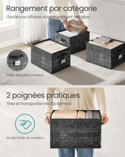 Fashion SONGMICS 4 Boîtes de rangement avec couvercle beige sable