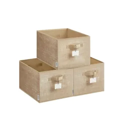 Fashion SONGMICS 4 Boîtes de rangement avec couvercle beige sable