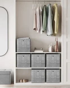 New SONGMICS 6 Boîtes de rangement pliables 33 x 33 x 33 cm gris