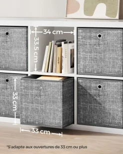 New SONGMICS 6 Boîtes de rangement pliables 33 x 33 x 33 cm gris