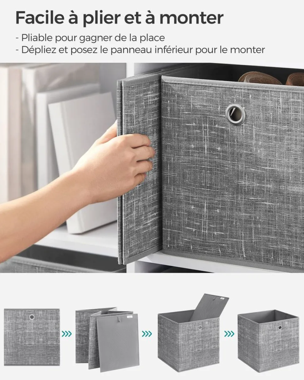 New SONGMICS 6 Boîtes de rangement pliables 33 x 33 x 33 cm gris