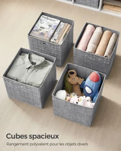 New SONGMICS 6 Boîtes de rangement pliables 33 x 33 x 33 cm gris