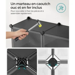 Shop SONGMICS 6 Boîtes de rangements pliable 26 x 26 x 28 cm