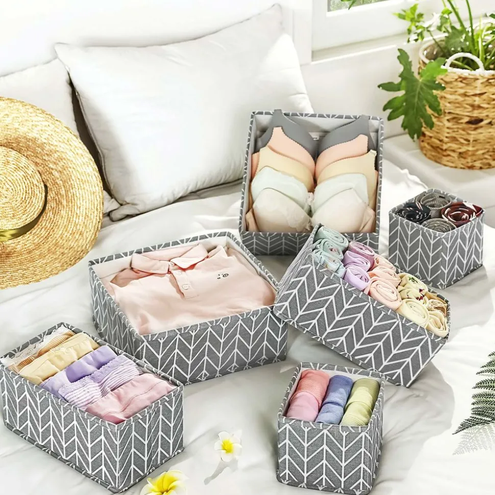 Clearance SONGMICS 6 Boîtes gris foncé