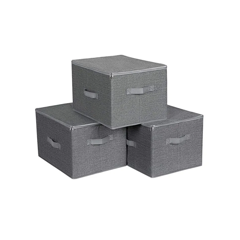 Discount SONGMICS 3 Boîtes rangement Gris