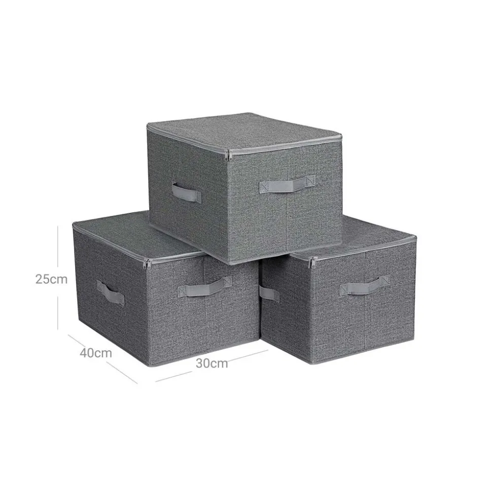 Discount SONGMICS 3 Boîtes rangement Gris