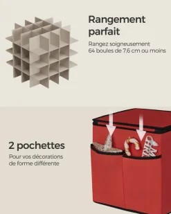 Outlet SONGMICS 3 Boîtes rangement gris chiné