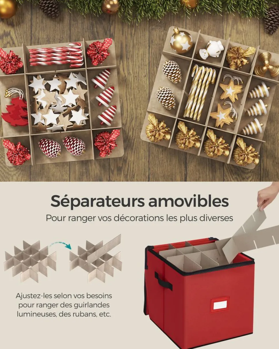 Outlet SONGMICS 3 Boîtes rangement gris chiné