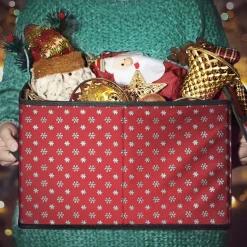 Fashion SONGMICS 3 Boîtes rangement Noël Rouge