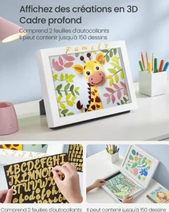 New SONGMICS 10 Cadres photo avec 16 passe-partout MDF et verre marron rustique