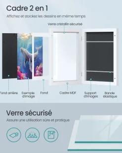 New SONGMICS 10 Cadres photo avec 16 passe-partout MDF et verre marron rustique