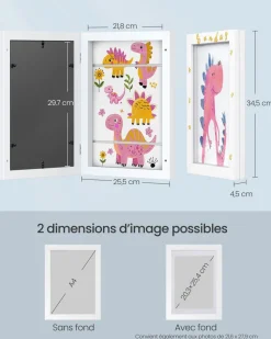 New SONGMICS 10 Cadres photo avec 16 passe-partout MDF et verre marron rustique