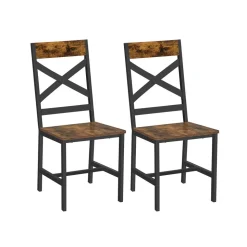 Outlet SONGMICS 2 Chaises industriel Brun Vintage Noir