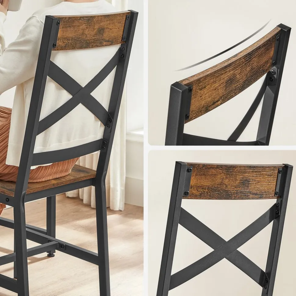 Outlet SONGMICS 2 Chaises industriel Brun Vintage Noir