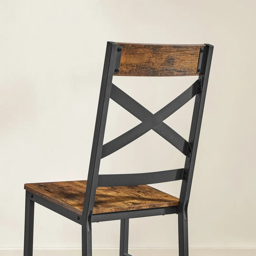 Outlet SONGMICS 2 Chaises industriel Brun Vintage Noir