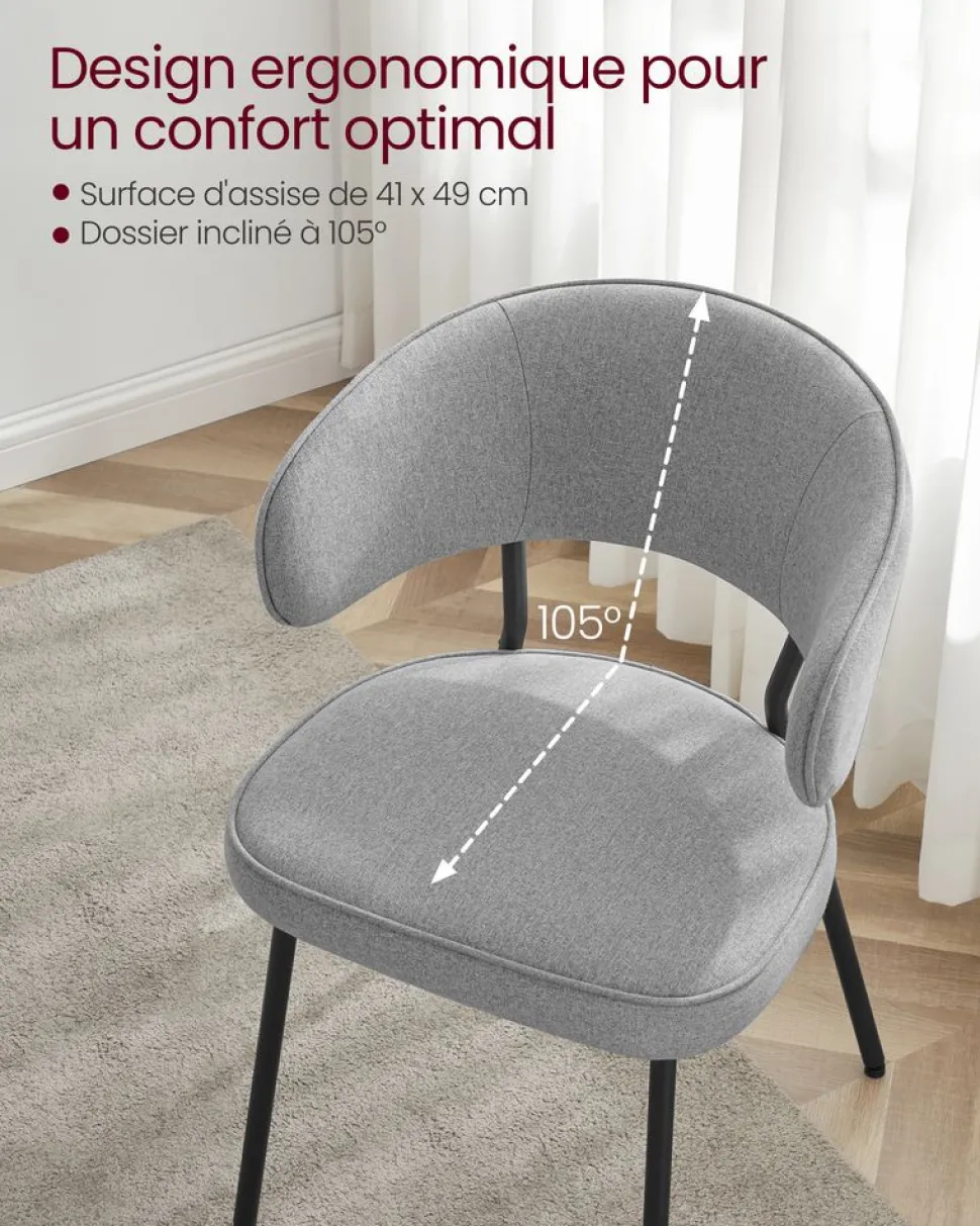 Shop SONGMICS 2 Chaises moderne gris