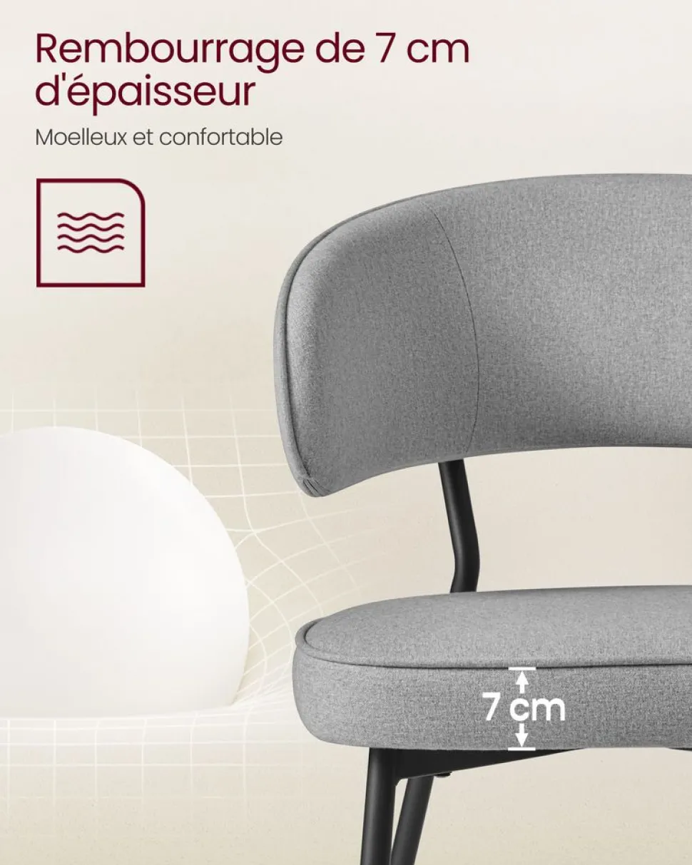 Shop SONGMICS 2 Chaises moderne gris