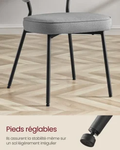 Shop SONGMICS 2 Chaises moderne gris