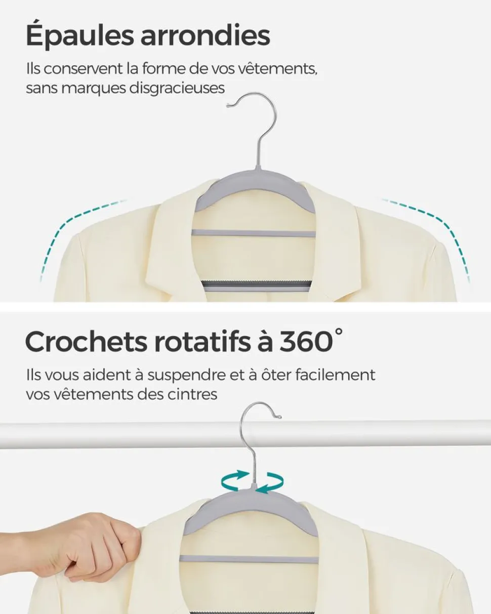 Cheap SONGMICS 50 Cintres antidérapants gris