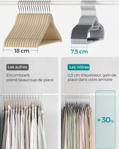 Cheap SONGMICS 50 Cintres antidérapants gris