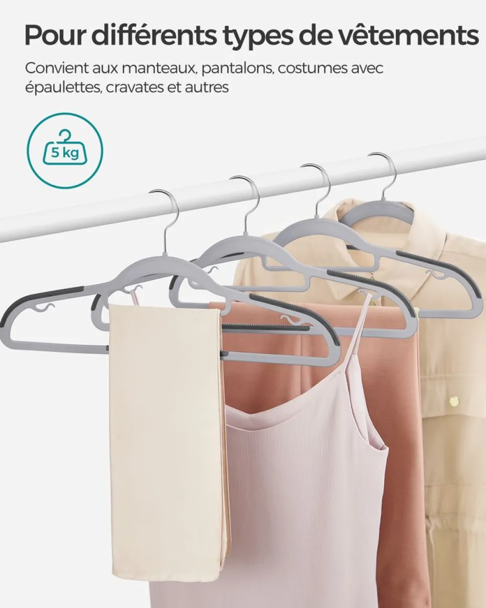 Cheap SONGMICS 50 Cintres antidérapants gris