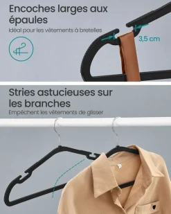 Store SONGMICS 20 Cintres bois enfant Jaune