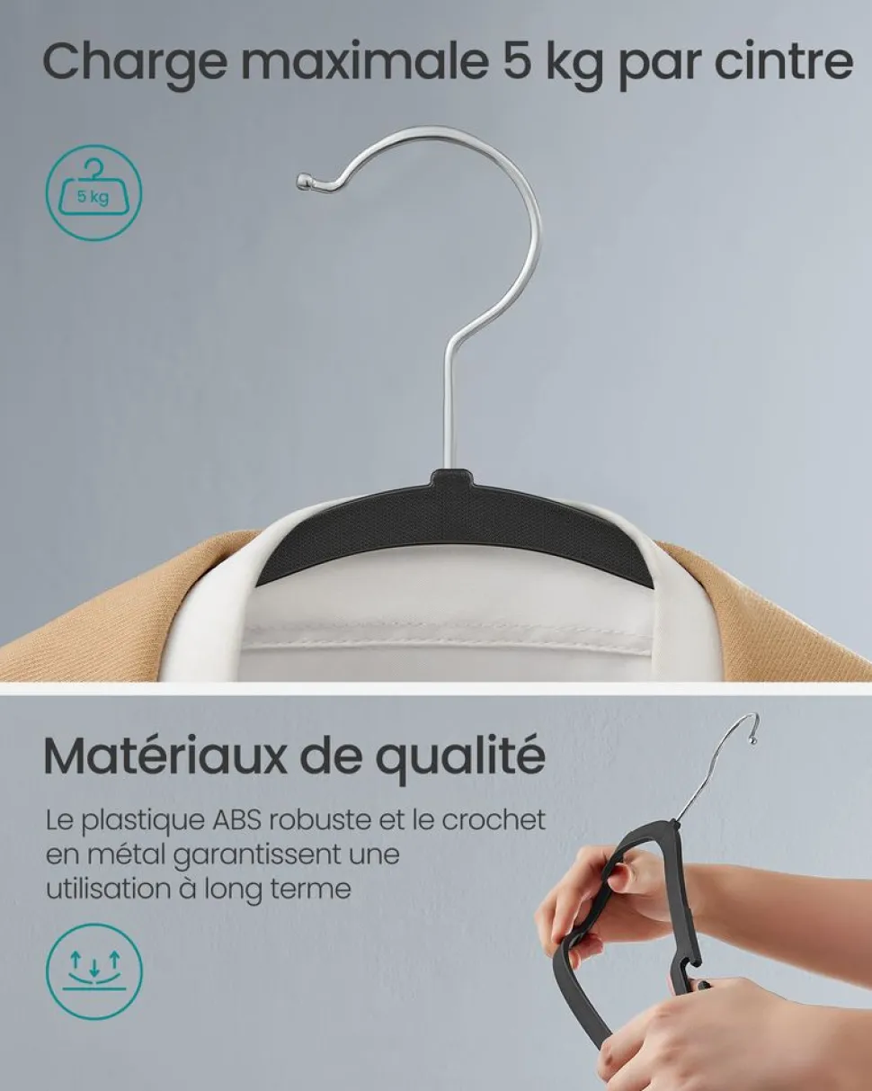 Store SONGMICS 20 Cintres bois enfant Jaune