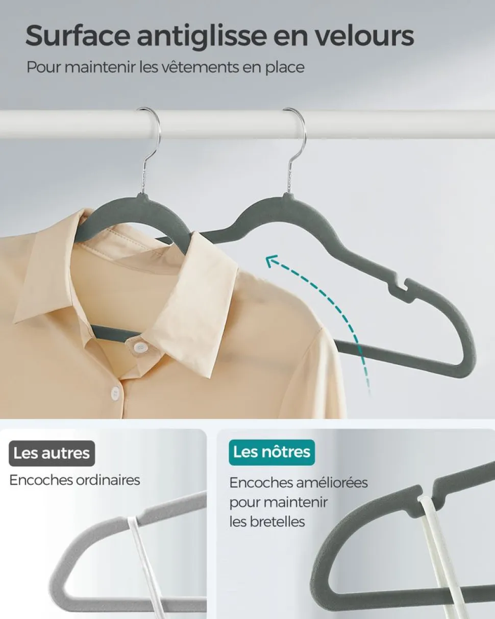 Fashion SONGMICS 20 Cintres pantalons noir