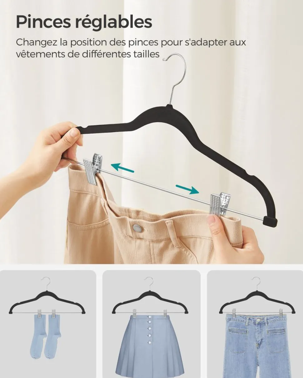 Best Sale SONGMICS 20 Cintres pour pantalons en velours blanc