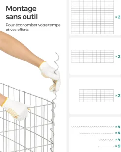 Online SONGMICS 3 Gabions 100 x 80 x 30 cm