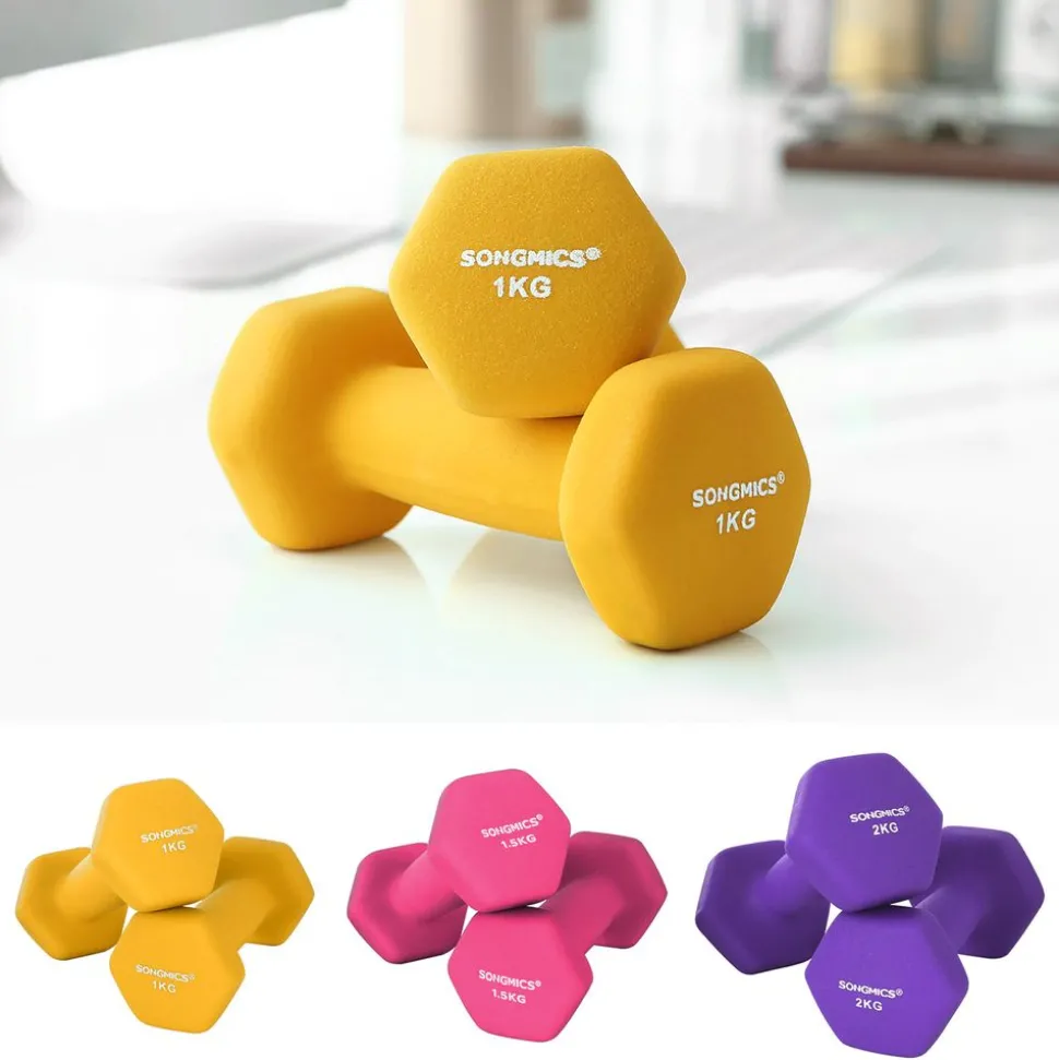 Discount SONGMICS 6 Haltères jaune orange violet Noir