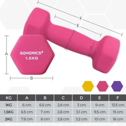 Discount SONGMICS 6 Haltères jaune orange violet Noir