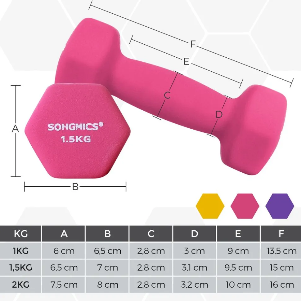 Discount SONGMICS 6 Haltères jaune orange violet Noir