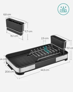 Discount SONGMICS 2 niveaux égouttoir à vaisselle en acier inoxydable argenté et noir