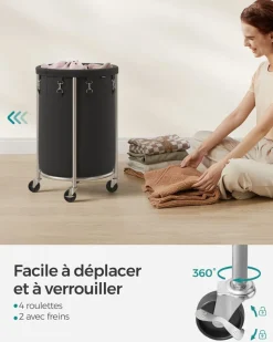 Cheap SONGMICS 2 Paniers à linge avec poignées courtes et longues 40 x 30 x 65 cm gris ardoise