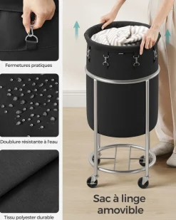 Cheap SONGMICS 2 Paniers à linge avec poignées courtes et longues 40 x 30 x 65 cm gris ardoise