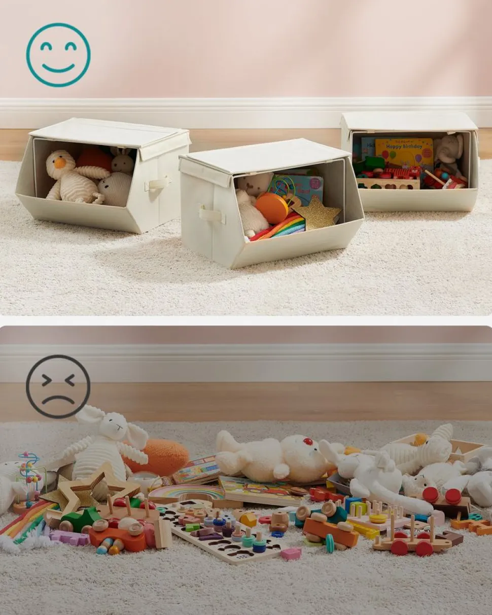 Sale SONGMICS 4 Paniers de rangement pliables 40 x 30 x 25 cm noir d'encre