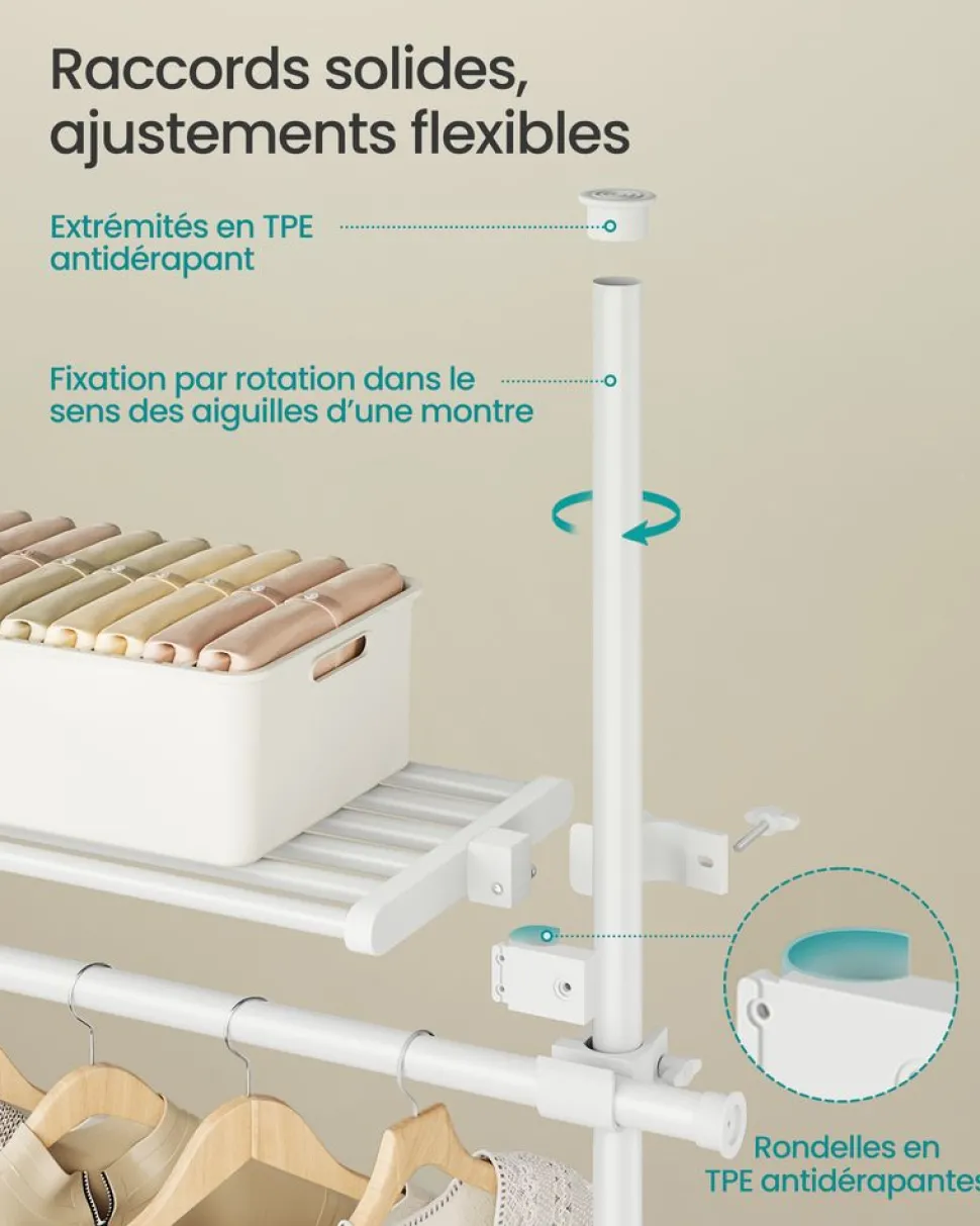 Best SONGMICS 2 Porte-manteaux muraux 10 crochets Blanc Nuage