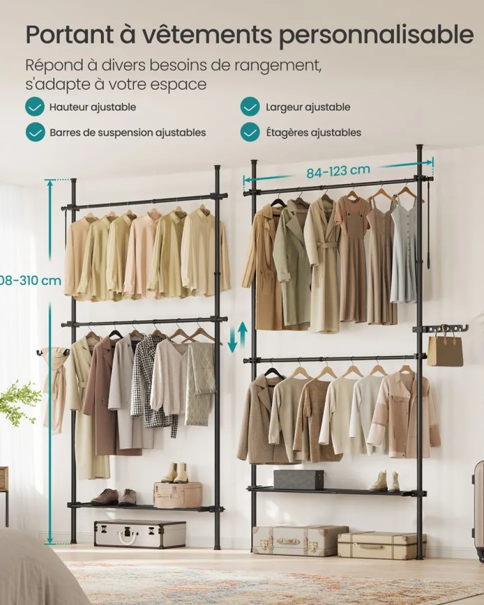 Best SONGMICS 2 Porte-manteaux muraux 10 crochets Blanc Nuage