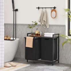 Hot SONGMICS 2 Tables basses rondes en acier noir boisé