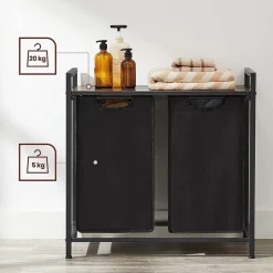 Hot SONGMICS 2 Tables basses rondes en acier noir boisé