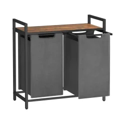 Hot SONGMICS 2 Tables basses rondes en acier noir boisé