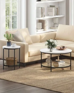 Clearance SONGMICS 2 Tables basses rondes plateau amovible gris ardoise