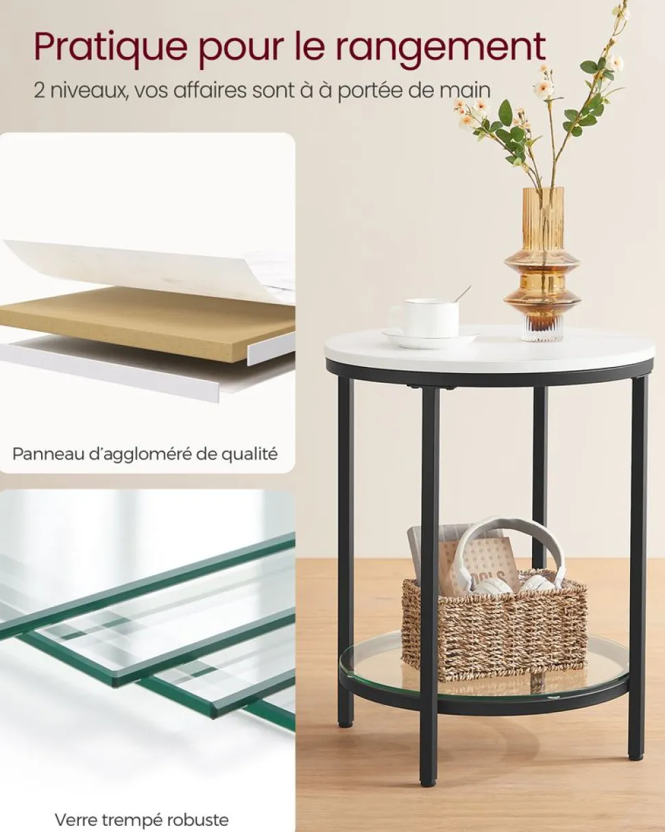 Clearance SONGMICS 2 Tables basses rondes plateau amovible gris ardoise