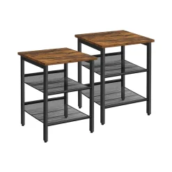 Clearance SONGMICS 2 Tables d'appoint industriel Marron Rustique