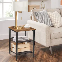 Clearance SONGMICS 2 Tables d'appoint industriel Marron Rustique